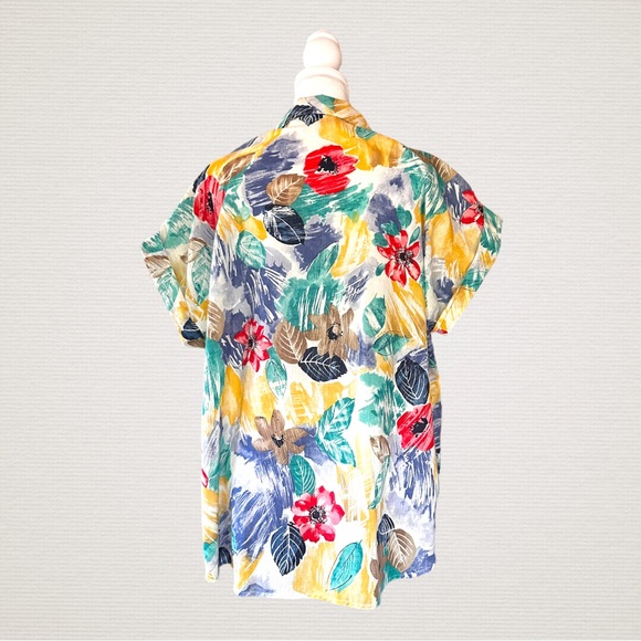 Vintage Caliché Tropical Print Shirt, Cuffed Sleeve, Made in USA - Picture 6 of 10